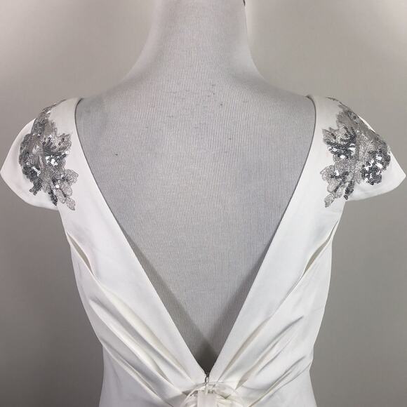 Share Marchesa Notte White Cap Sleeve Dress Gown Size 6 NEW - Picture 10 of 12